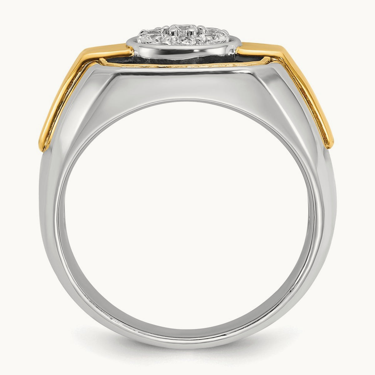 14ktt w/ Black Rhod IBGoodman Men's Satin Diamond Cluster Ring