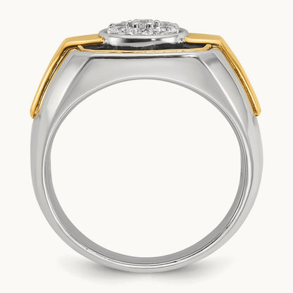 14ktt w/ Black Rhod IBGoodman Men's Satin Diamond Cluster Ring