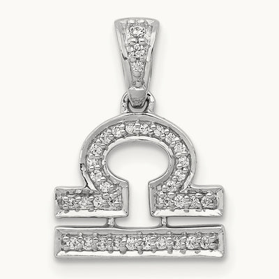Diamond Libra Zodiac Pendant, 14K White Gold