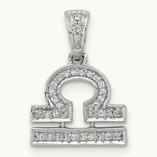 Diamond Libra Zodiac Pendant, 14K White Gold