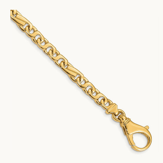 Hand Polished Fancy Link Bracelet, 5.8mm, 14K