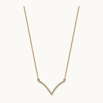 Diamond V Necklace, 14K Yellow Gold