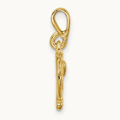 Polished Bow and Arrow Pendant, 14K Gold