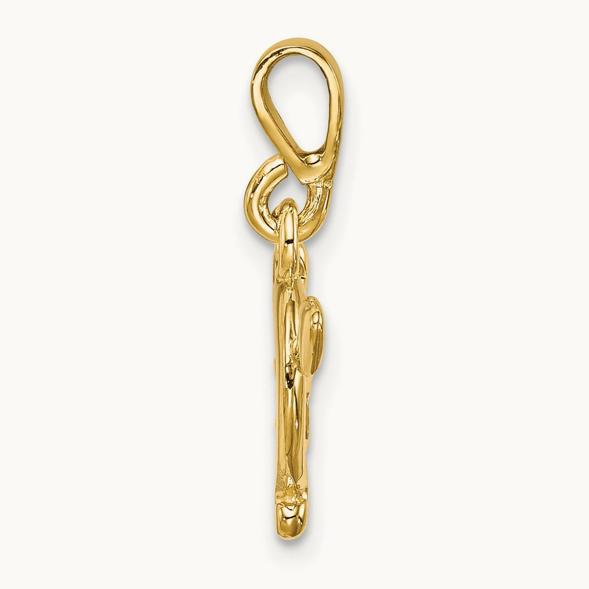 Polished Bow and Arrow Pendant, 14K Gold