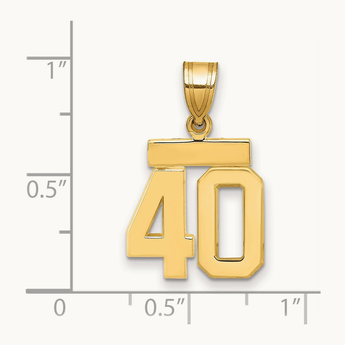 Small Polished Number 40 Charm — 14K Yellow Gold