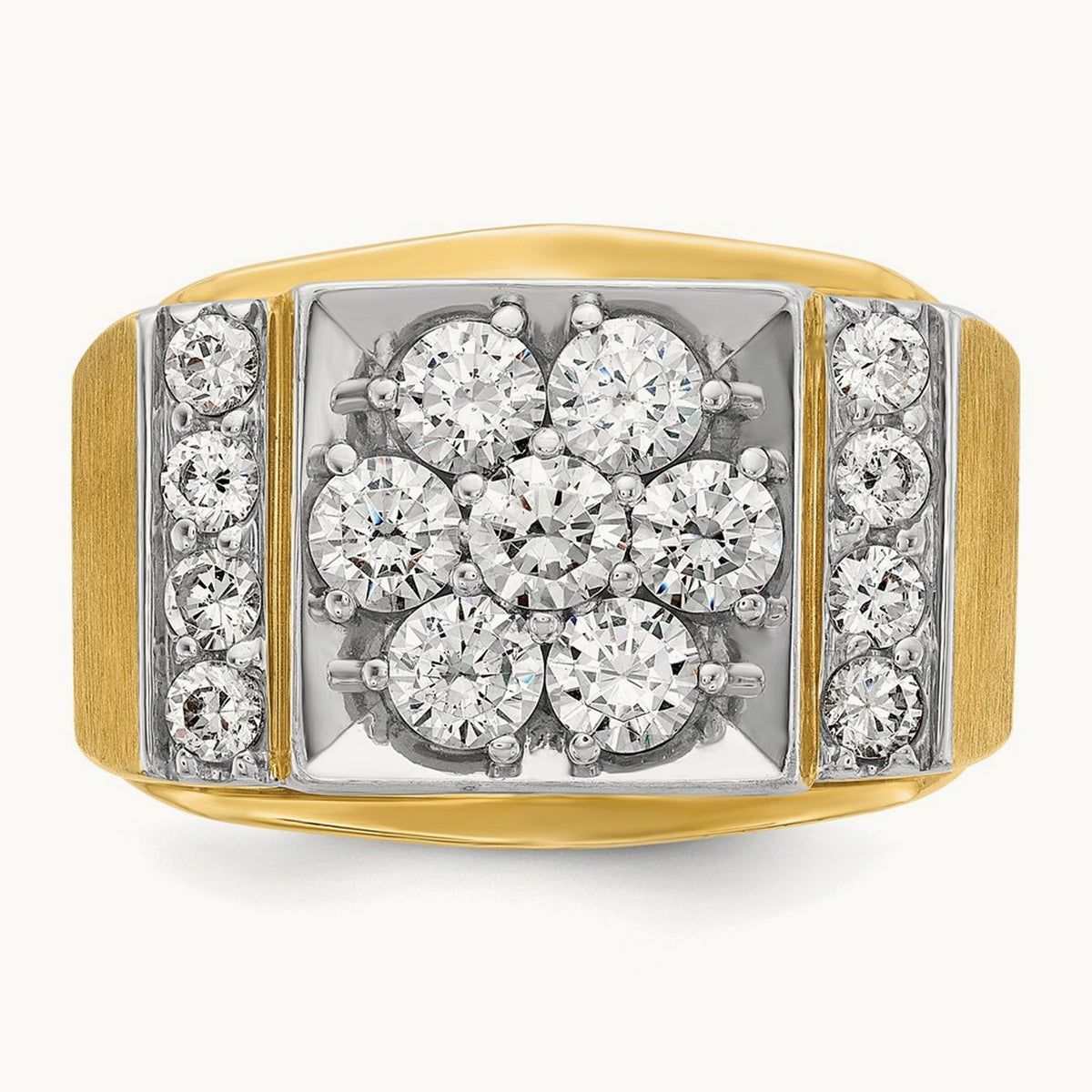 IBGoodman Men's Polished and Satin Diamond Cluster Ring, 14K Two-tone