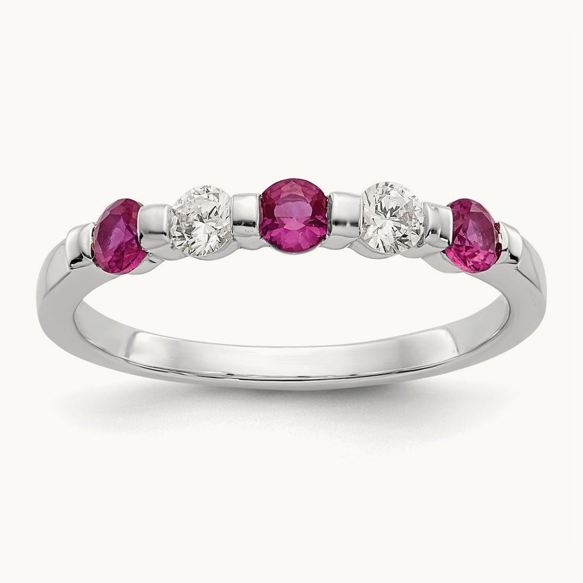 Diamond w/Ruby Band, 14K White Gold