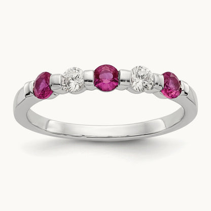 Diamond w/Ruby Band, 14K White Gold