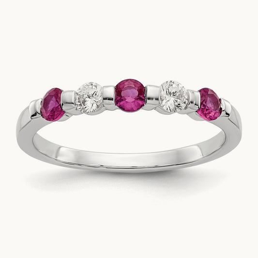 Diamond w/Ruby Band, 14K White Gold