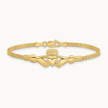 Polished Claddagh Bracelet, 14K