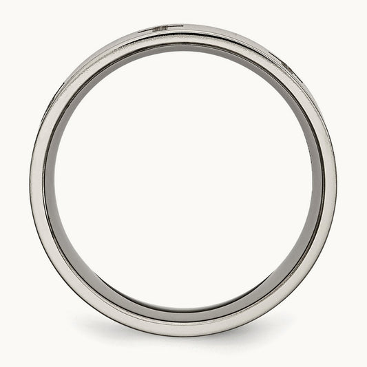 Brushed Cross Laser Design Flat Band — photo set