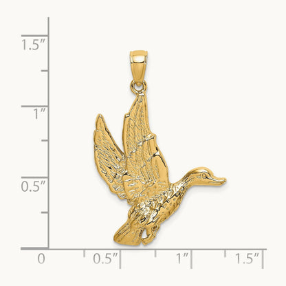 Flying Mallard Duck Charm, 14K