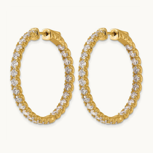 Round in/Out Safety Clasp Hoop Earrings, 5.25 ct tw Lab-Grown Diamond