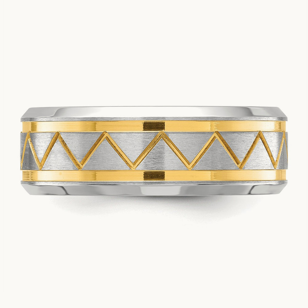 Brushed and Polished Yellow IP-plated Band, 8mm, Titanium