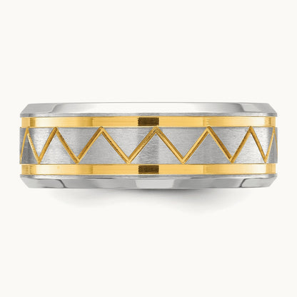 Brushed and Polished Yellow IP-plated Band, 8mm, Titanium