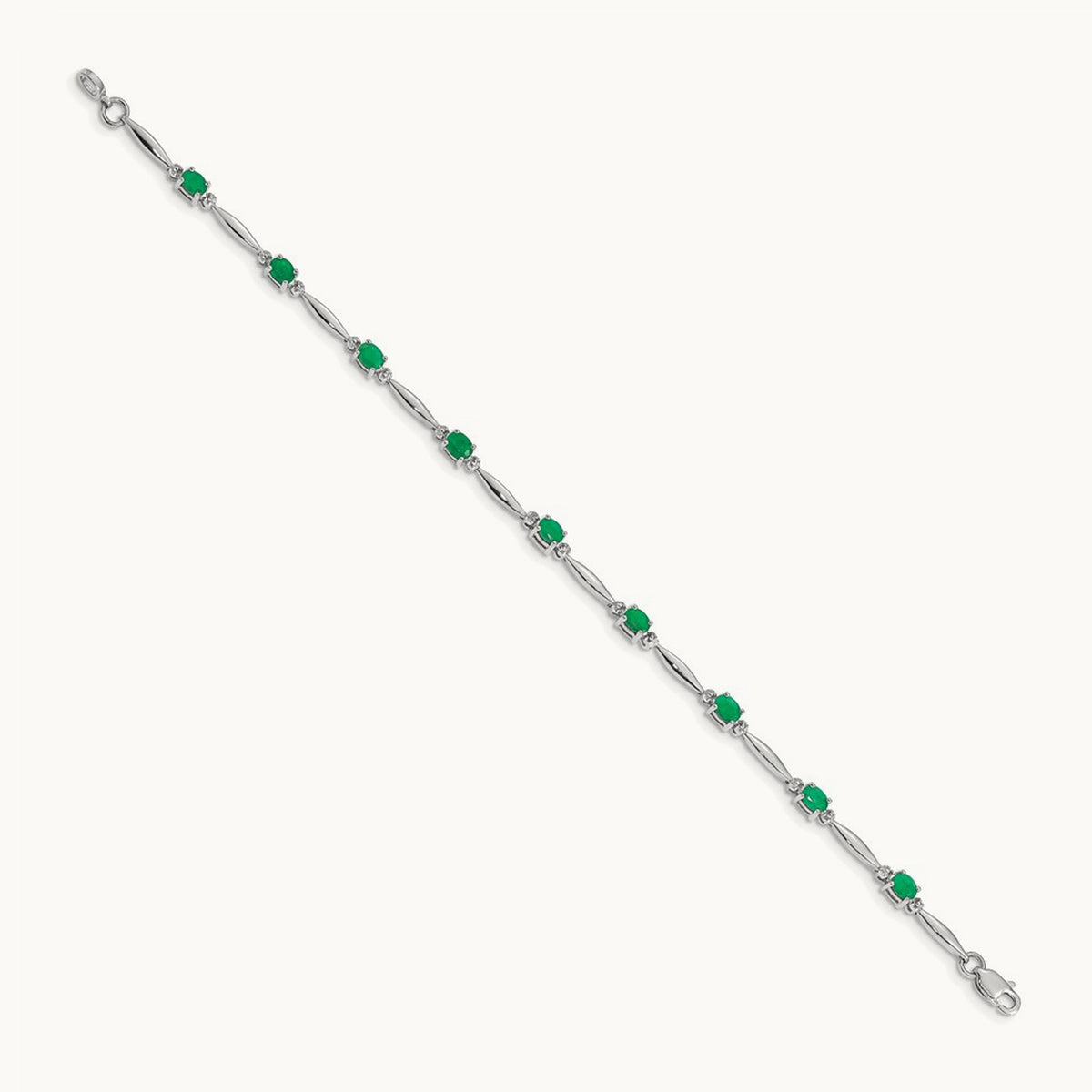 Diamond and Emerald Bracelet, 14K White Gold