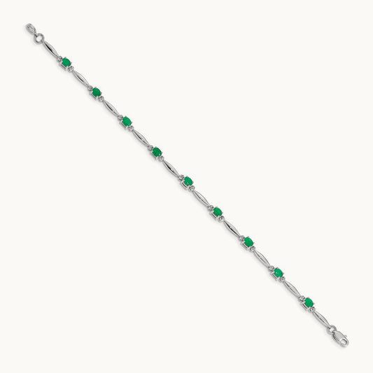 Diamond and Emerald Bracelet, 14K White Gold