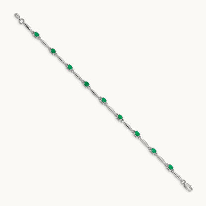 Diamond and Emerald Bracelet, 14K White Gold