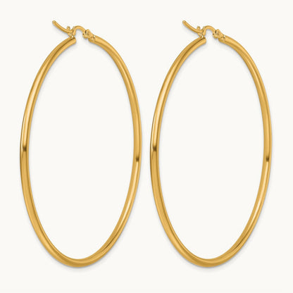 Polished Hinged Hoop Earrings — 10K Yellow Gold