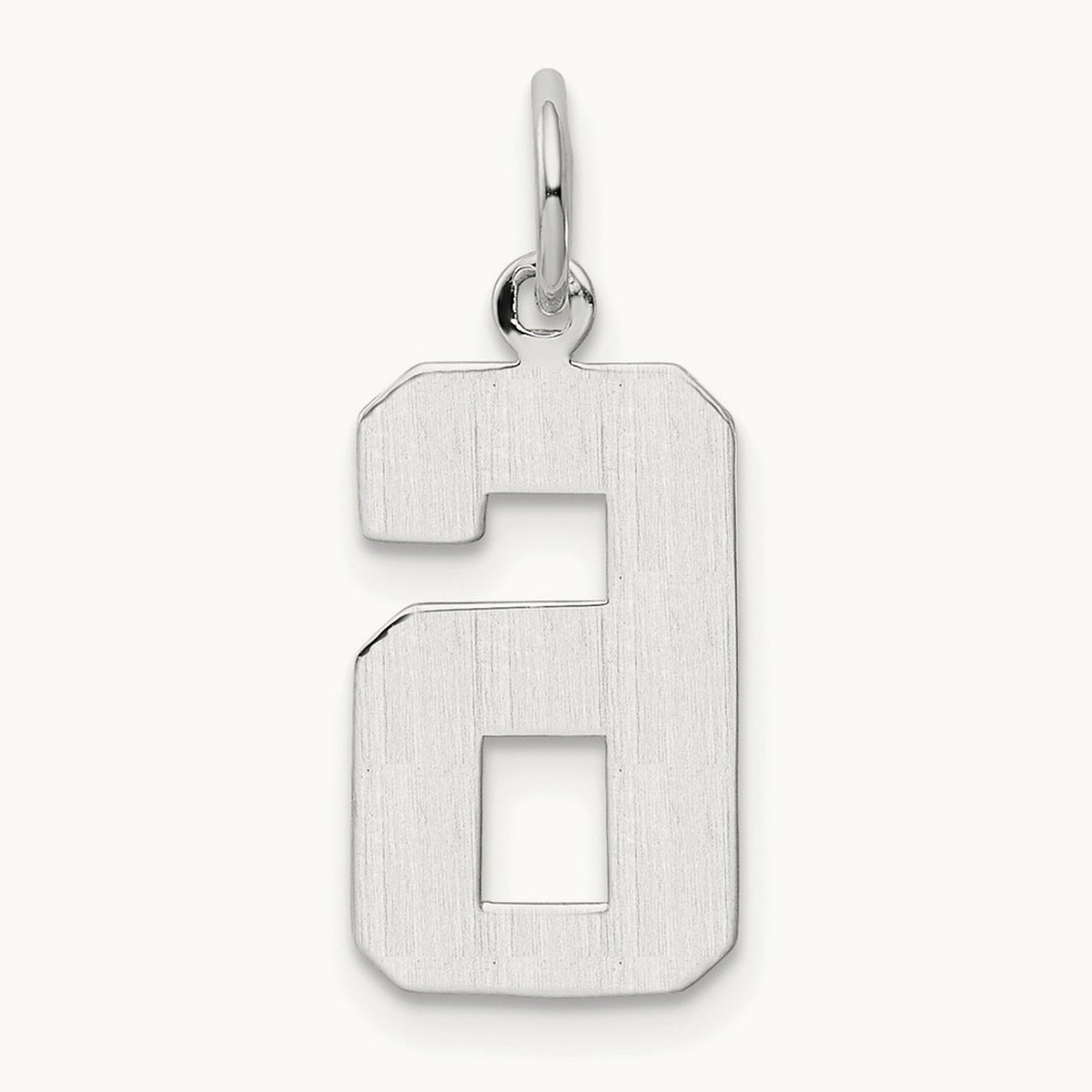 Medium Polished Number 6 Charm — 14K White Gold, 17.75mm