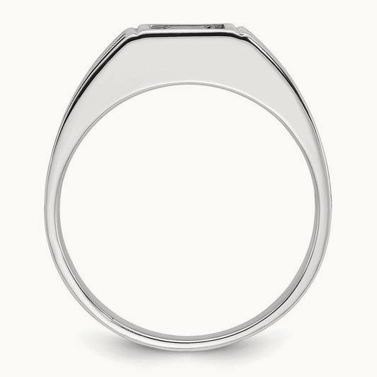 w/Blk RH IBGoodman Black/White Diamond Complete Ring, 14K White Gold