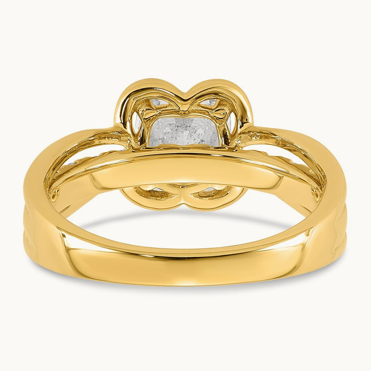 Certified Cushion Center Lab Grown Diamond VS+ F+ Ring, 14K Yellow Gold
