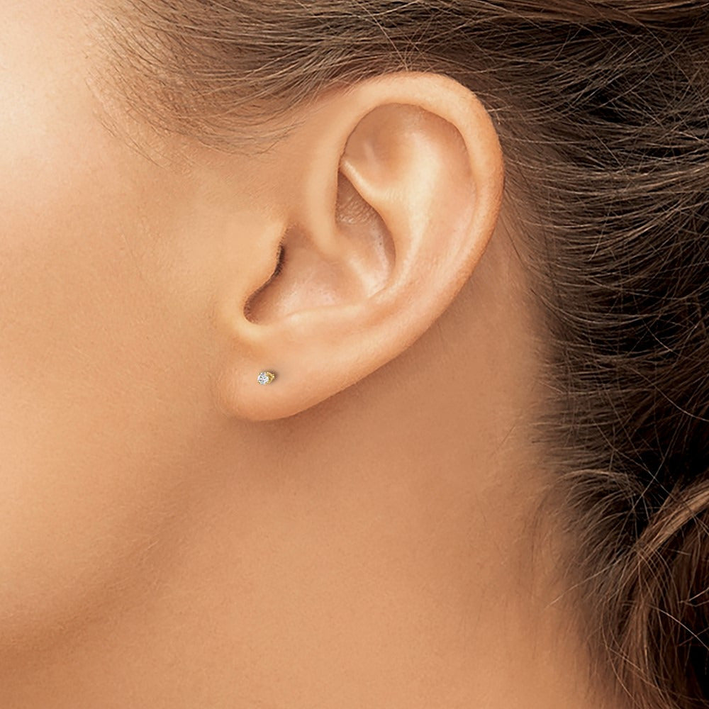 Diamond Stud Thread on/off Post Earrings — 14K Yellow Gold, 1.7mm