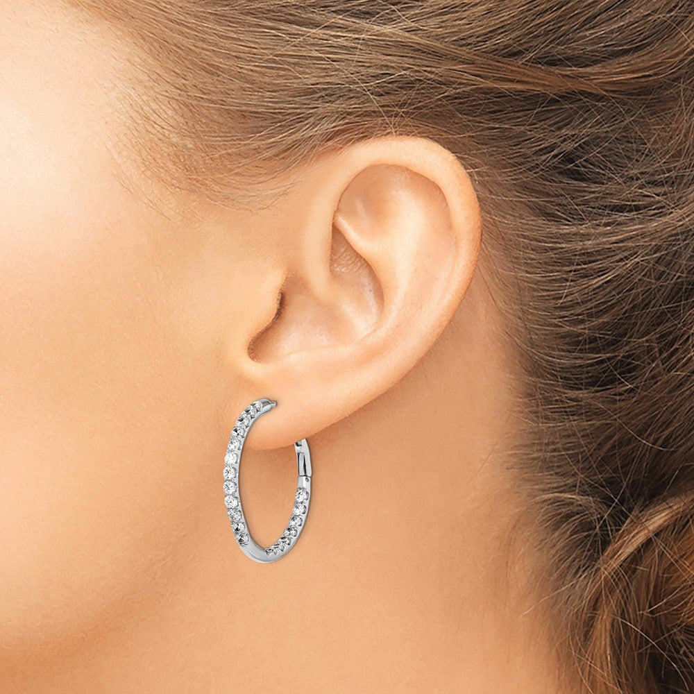 In/Out Hoop Earrings, 2.00 ct tw Lab-Grown Diamond — 14K White Gold