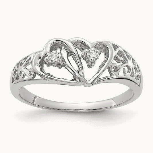 AA Diamond heart ring, 14K White Gold