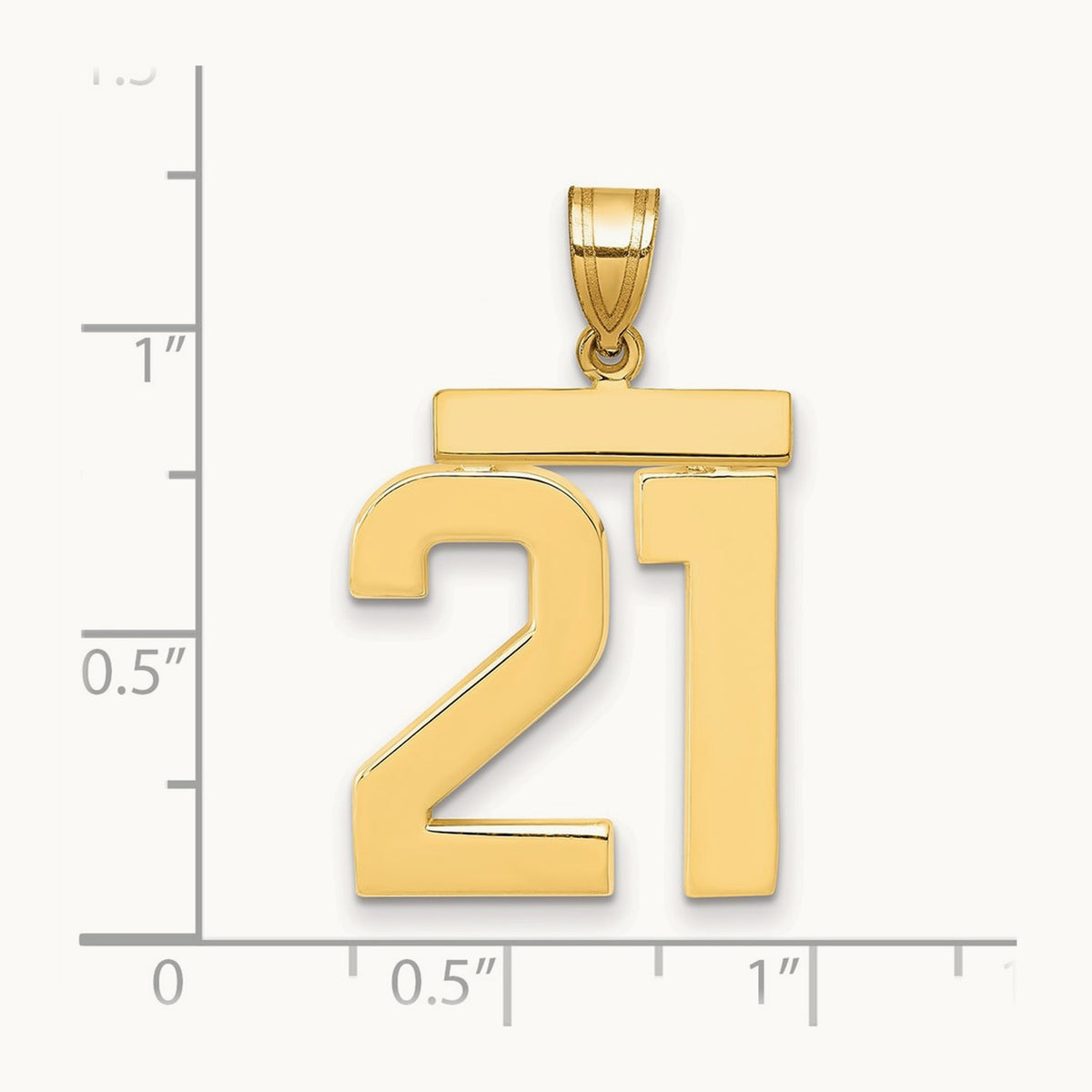 Large Polished Number 21 Charm, 14K