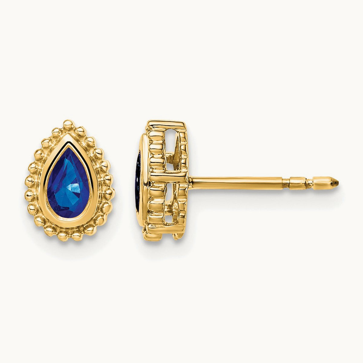 Pear Sapphire Post Earrings — 14K Yellow Gold