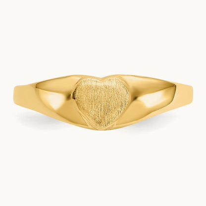 Satin Baby Heart Signet Ring, 14K
