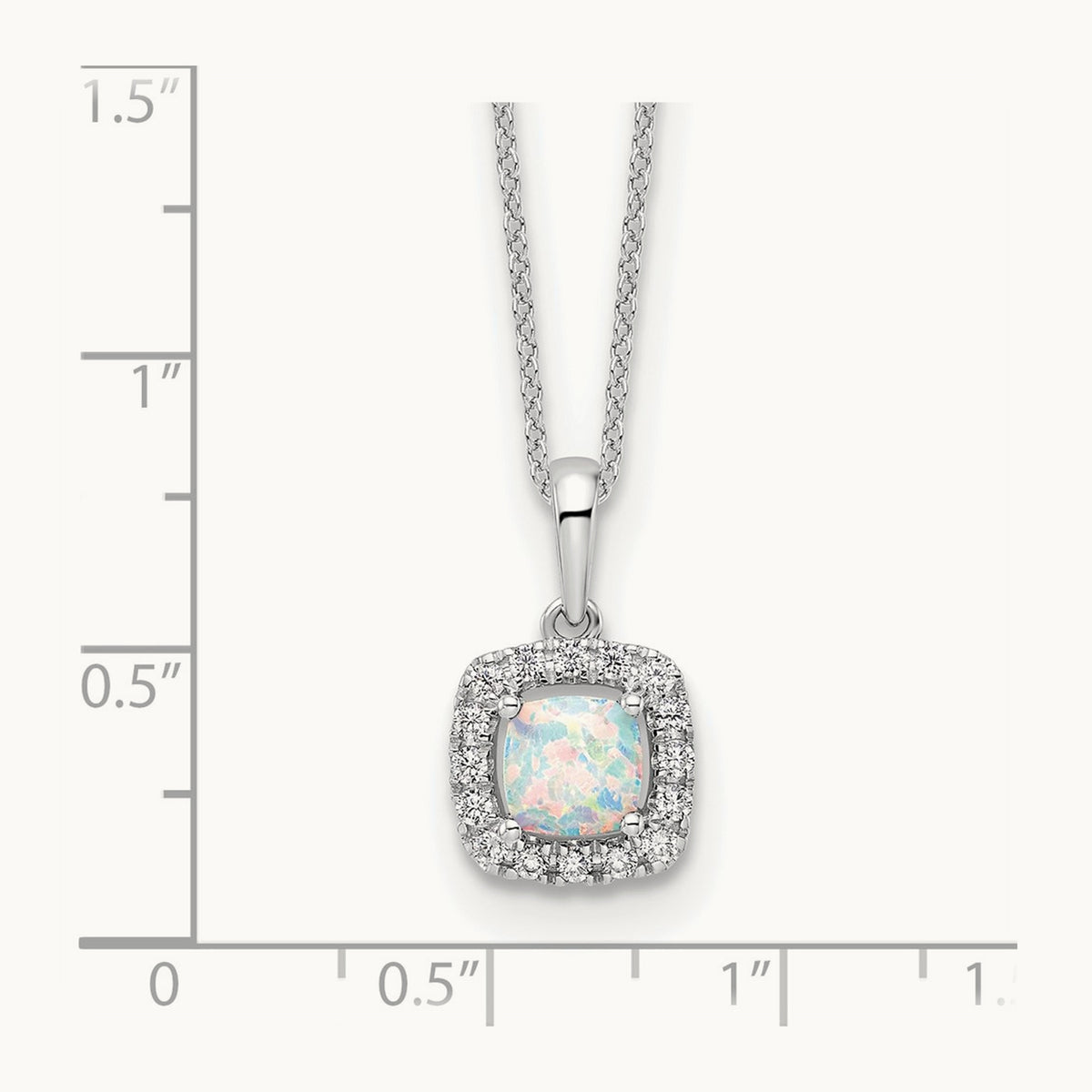 Created Opal Necklace, 0.25 ct tw Lab-Grown Diamond