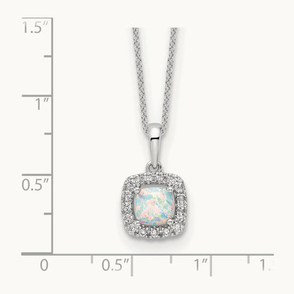 Created Opal Necklace, 0.25 ct tw Lab-Grown Diamond