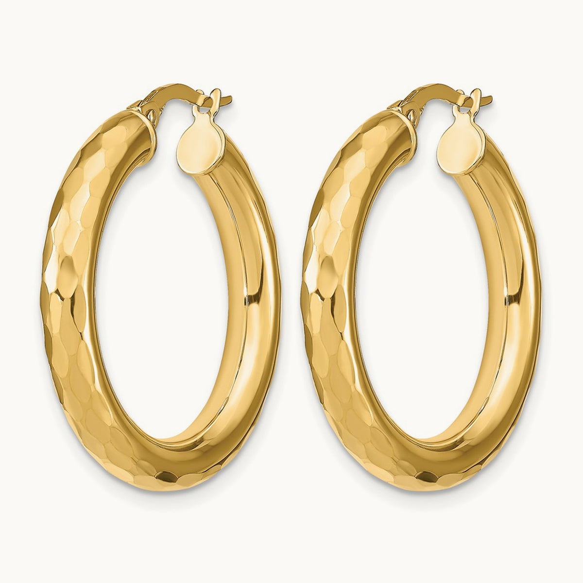 Polished Diamond-cut Hoop Earrings — 14K Yellow Gold, 26mm