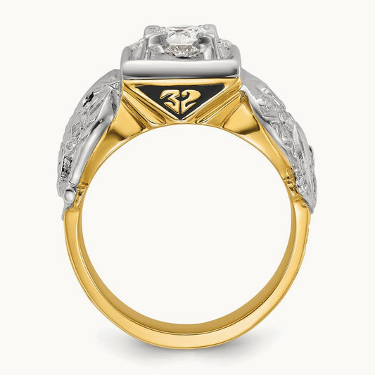 14ktt IBGoodman Men's Enamel & Diamond Eagle Masonic Shriner's Ring