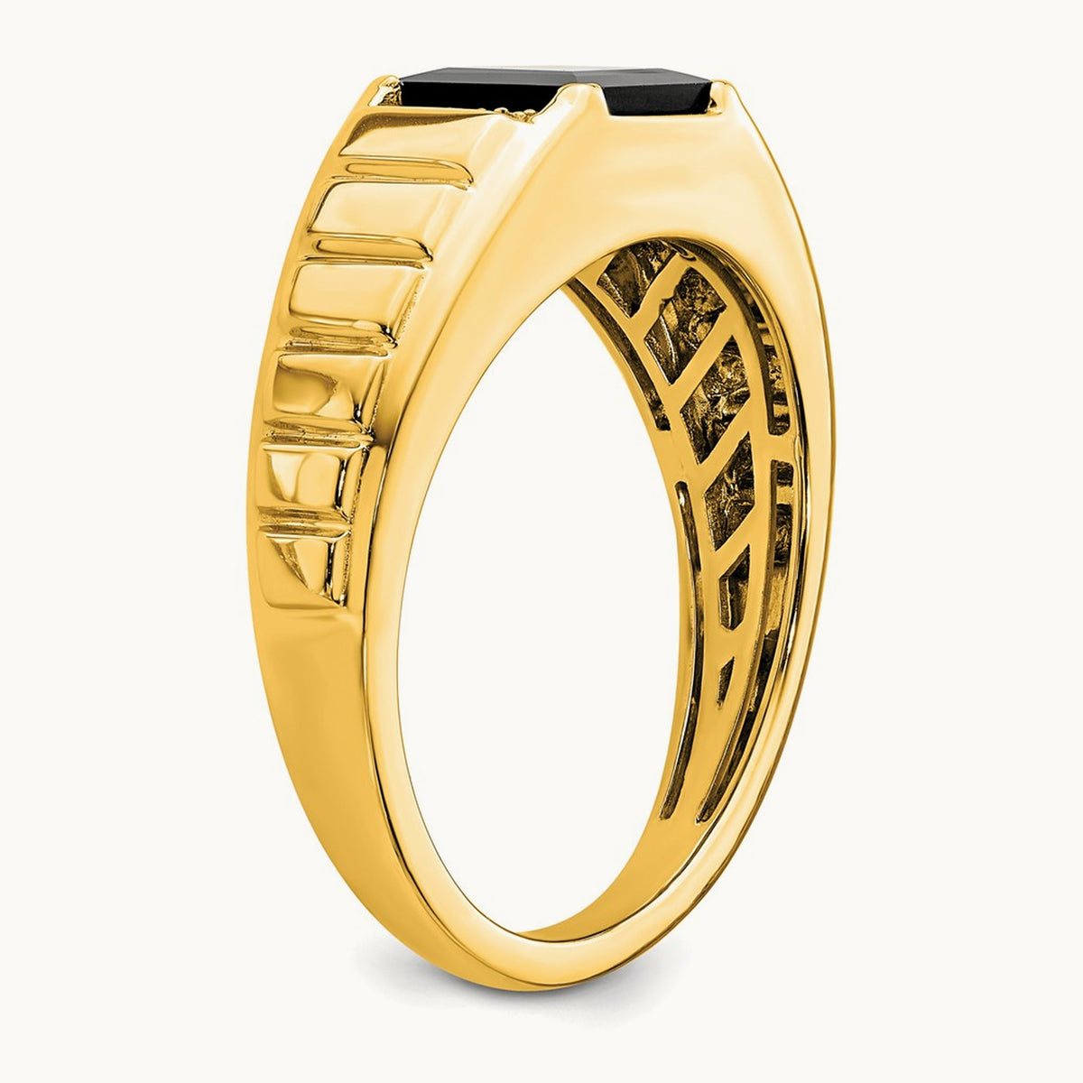 Square Onyx and Diamond Men's Ring — 14K Yellow Gold