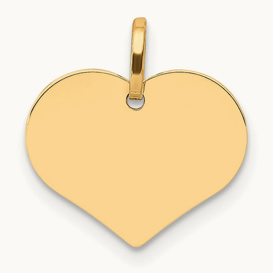 Polished Heart Shaped Disc Pendant, 14K