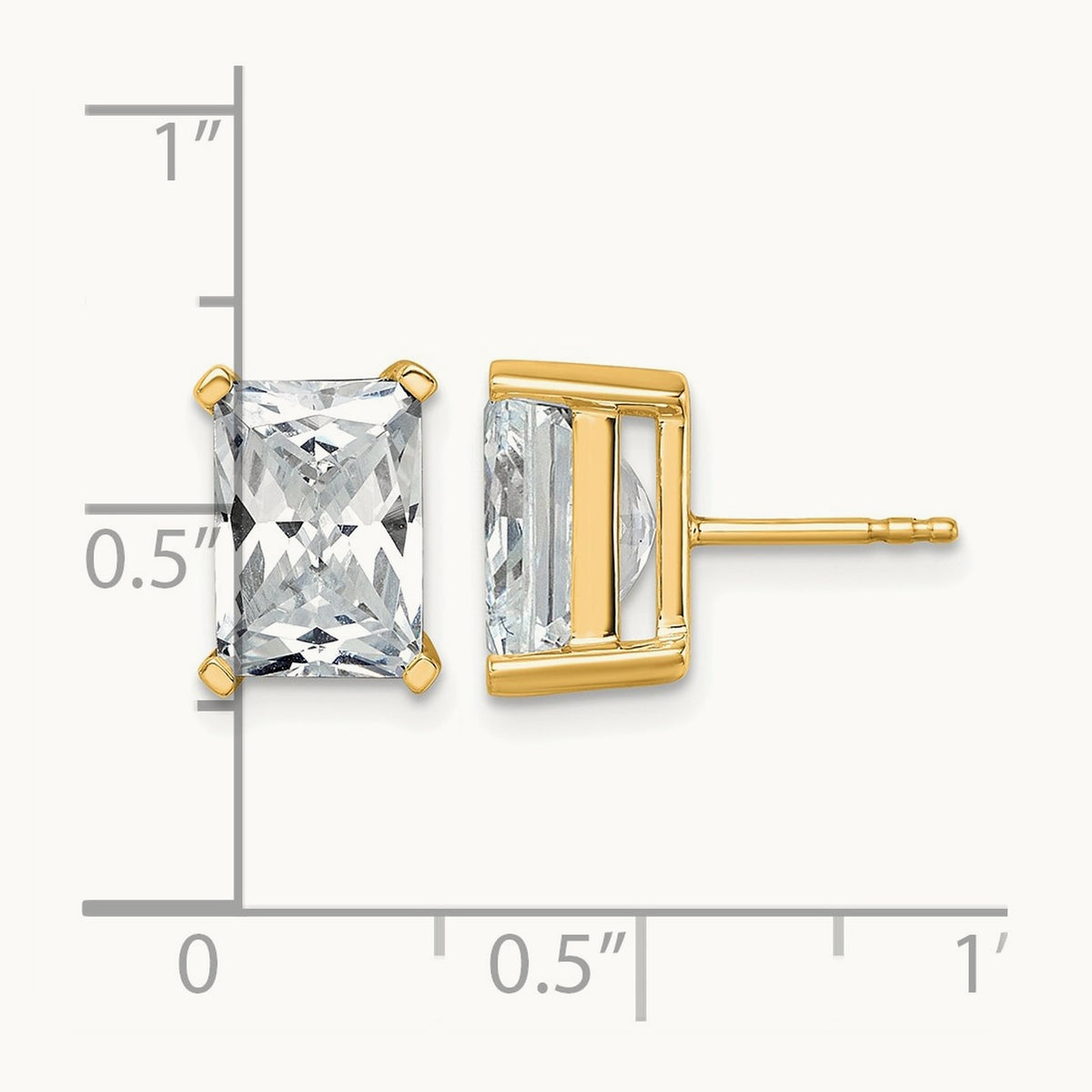 Radiant Four-Prong Stud Earrings, 0.50-6.00 ct tw Lab-Grown Diamond — 6 ct, 14K Yellow Gold