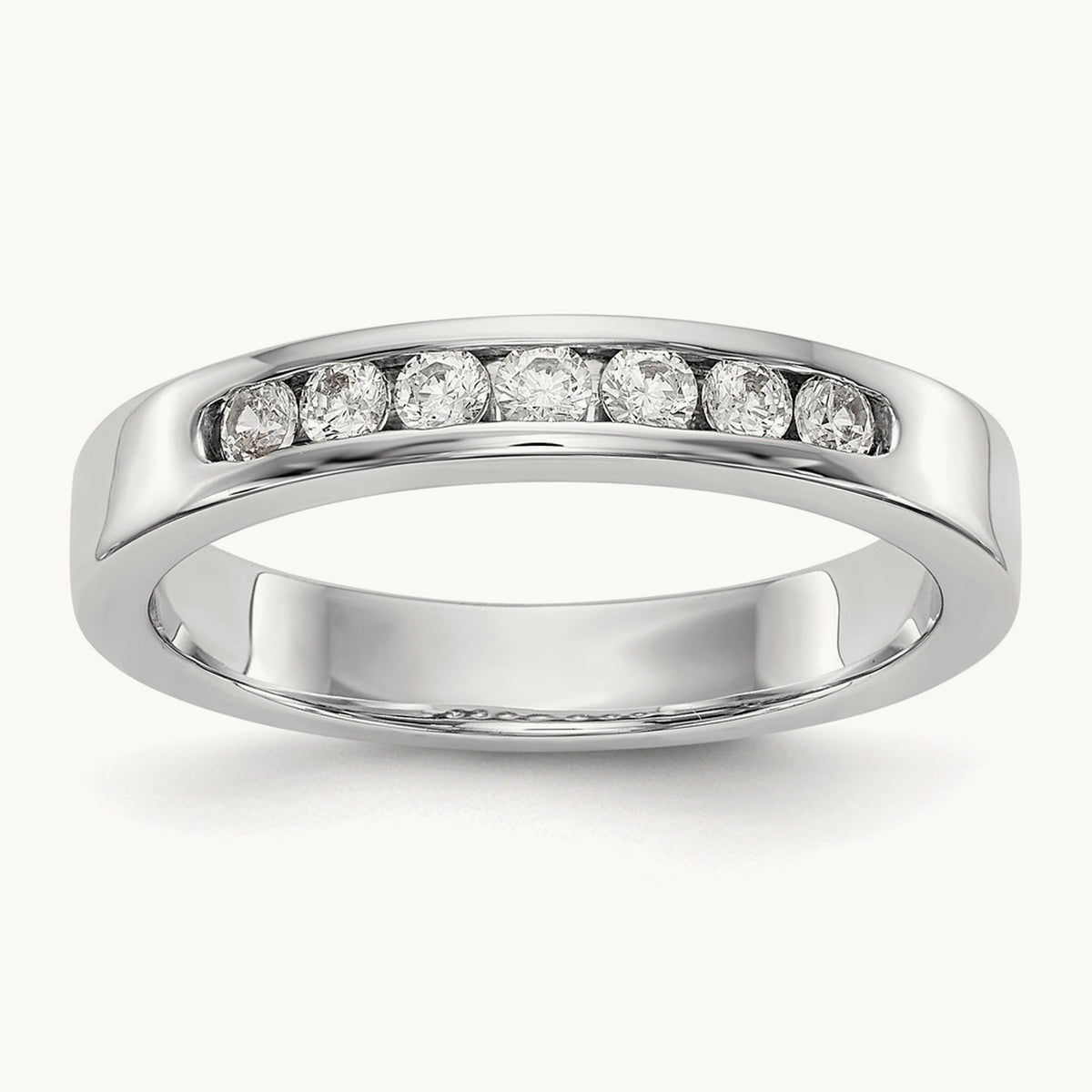 7-Stone Diamond Channel Band, 14K White Gold