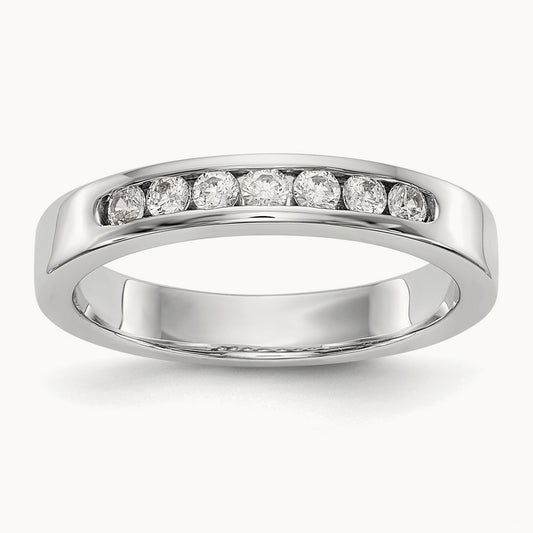 7-Stone Diamond Channel Band, 14K White Gold