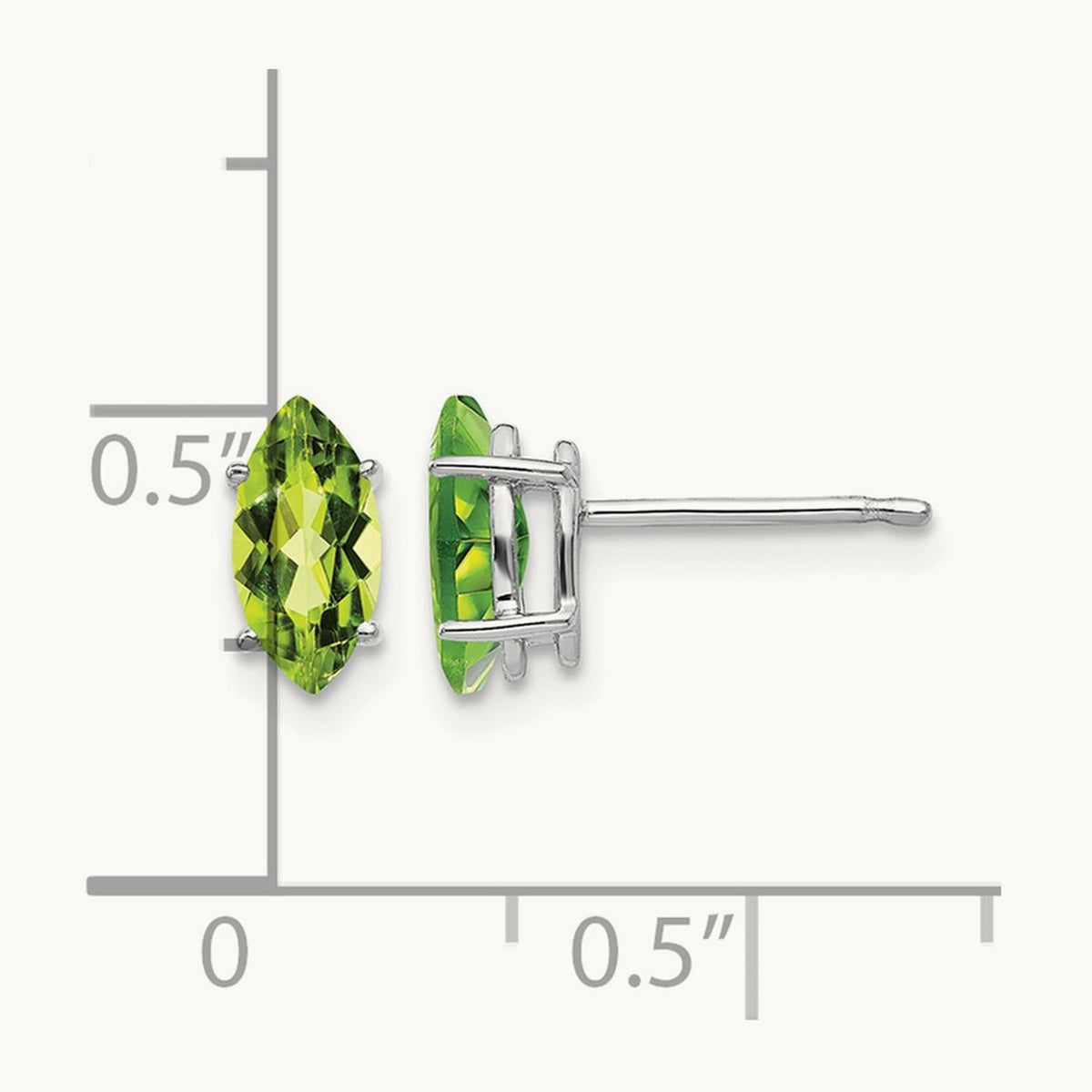8x4mm Peridot Marquise Stud Earring, 14K White Gold