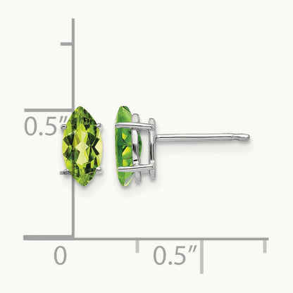 8x4mm Peridot Marquise Stud Earring, 14K White Gold