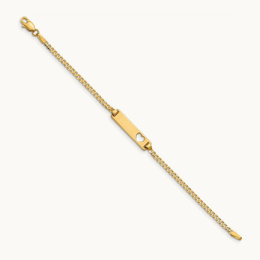 Cut-out Heart Curb Link ID Bracelet — 5.5mm