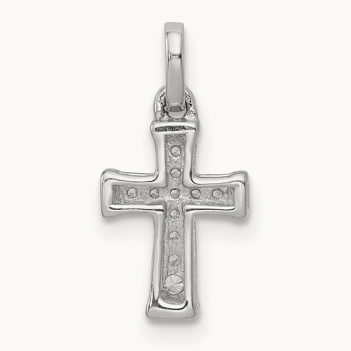 Small Diamond Latin Cross Pendant — 14K White Gold