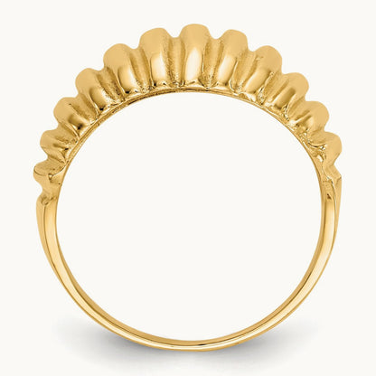 High Polished Ribbed Dome Ring — 14K Yellow Gold, 5.5