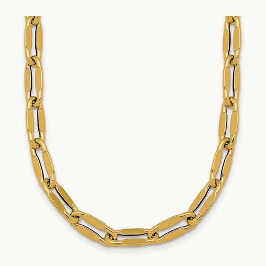 Polished Flat Fancy Link 18 Necklace, 14K