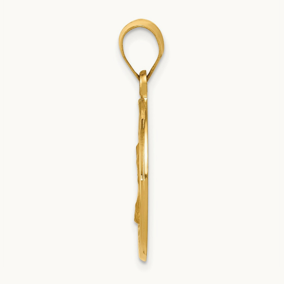 Polished and Satin St. Charles Medal Hollow Pendant, 14K