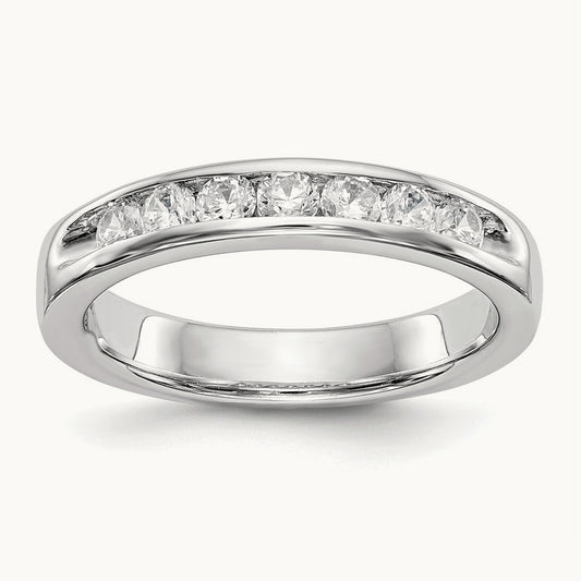 7-Stone Diamond Channel Band, 14K White Gold