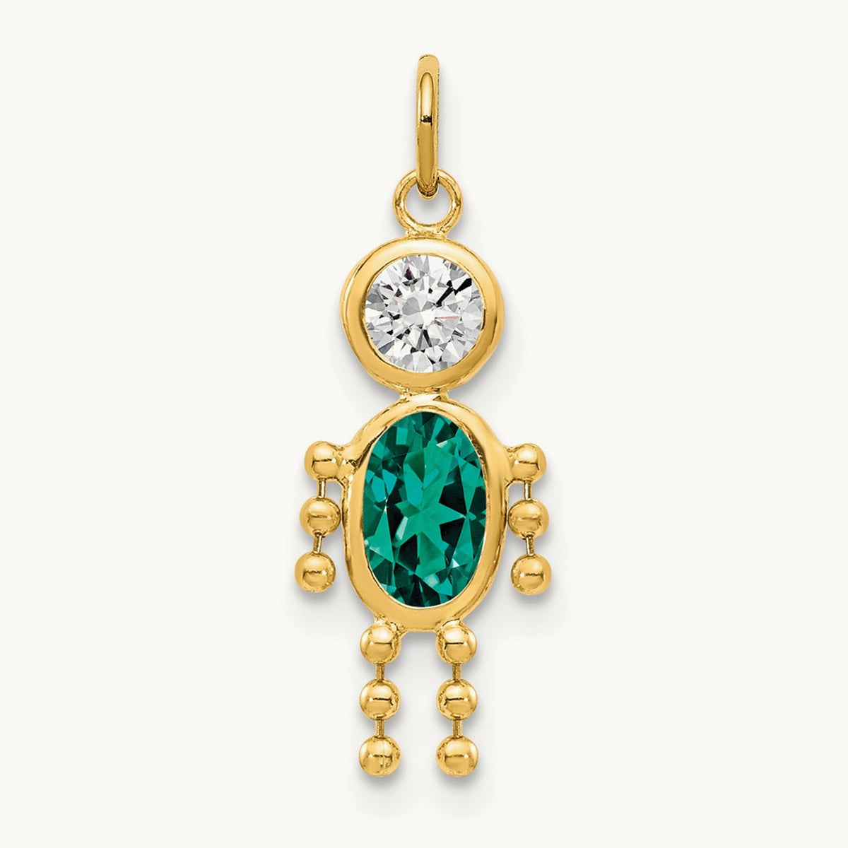 May Boy Birthstone Charm, 14K